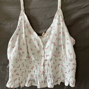 white/pink floral tank top